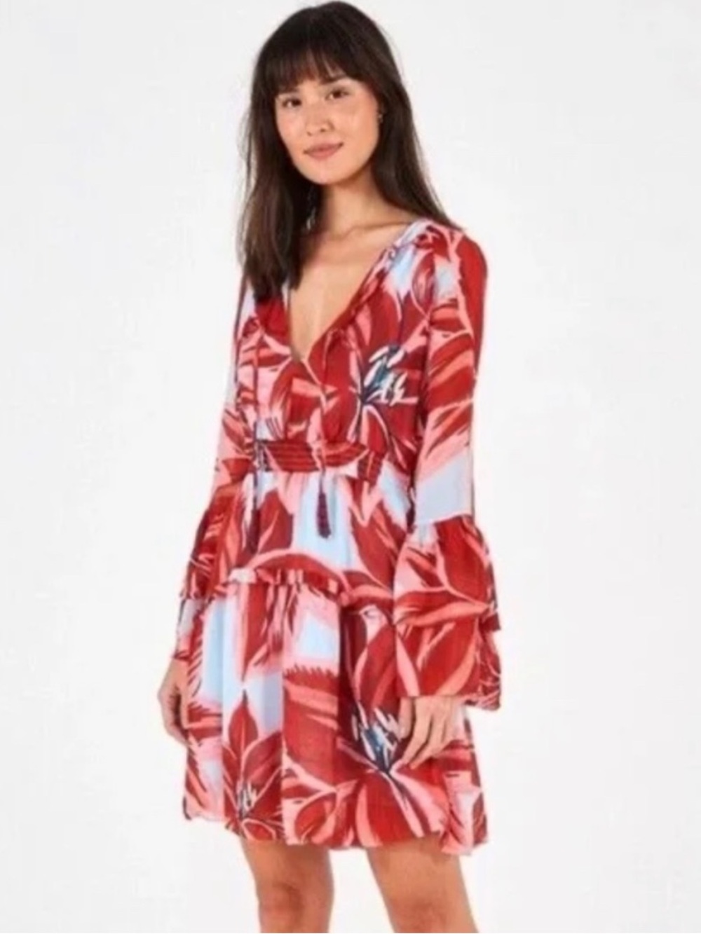 FARM Rio Red & Light Blue Azalea Mini Dress - Picture 3 of 13